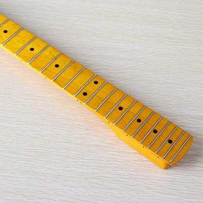 (Shipping From China, DHL 5-7 Days Delivery）ST Electric Guitar Neck 6 String 22 Pin Large Head Neck, Canadian Maple Shiny Yellow Handle image 10