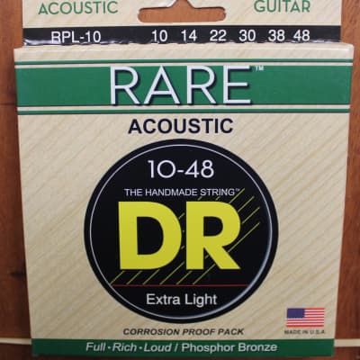 DR Strings Rare RPL10 10-48 Phosphor Bronze Acoustic Guitar Strings image 1