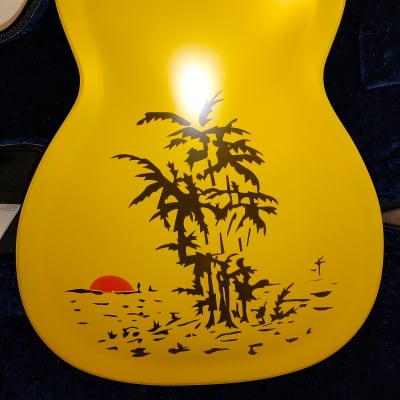 National Reso-Phonic Triolian Polychrome 14 Fret 2023 Yellow/Gold with Palm Tree Scene on Back - IN STOCK NOW! image 1