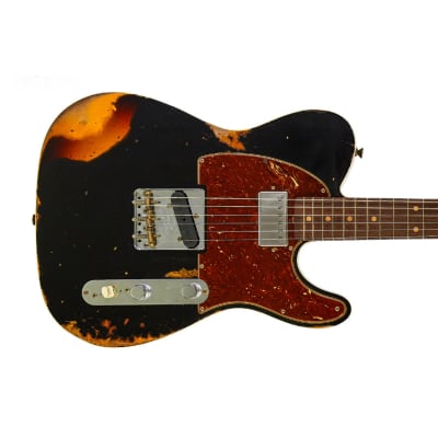 Fender Custom Shop Limited Edition Reverse '60s Tele Custom Heavy Relic Aged Black over 3 Tone Sunburst #R125883 for sale