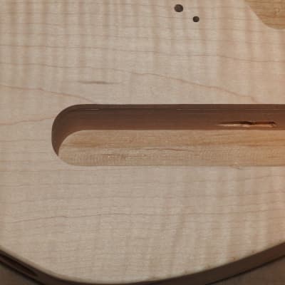 Unfinished Telecaster Body Book Matched Figured Flame Maple Top 2 Piece Alder Back Chambered, Standard Tele Pickup Routes 3lbs 14.5oz! image 5