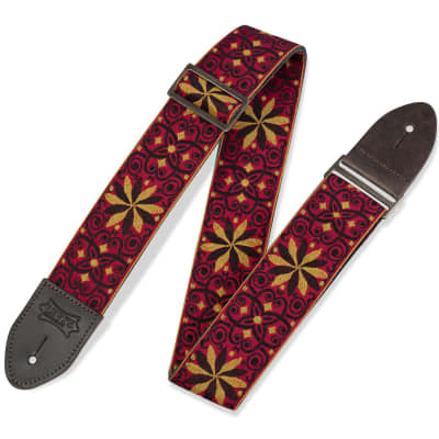 Levys M8HTV-21 2" Vintage Hootenanny Guitar Strap Red and Yellow image 2
