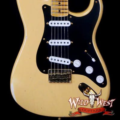 Fender Custom Shop Limited Edition 70th Anniversary 1954 Stratocaster Hardtail Relic Nocaster Blonde with Black Pickguard & Gold Hardware 6.90 LBS image 1
