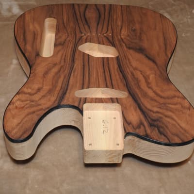 Unfinished Tele 2 Piece Ash With a Book Matched 2 Piece Black Walnut Top Bound in Black! image 6