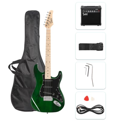 Glarry GST Electric Guitar Green w/ 20W Amplifier for sale
