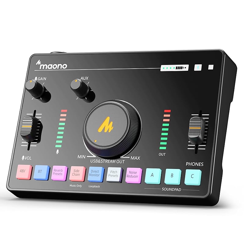 Streaming Audio Mixer, Audio Interface With Pro-Preamp, Bluetooth, Built-In  Battery, Noise Cancellation, 48V Phantom Power For Live Streaming, Podcast  Recording, Gaming Caster Amc2 Neo