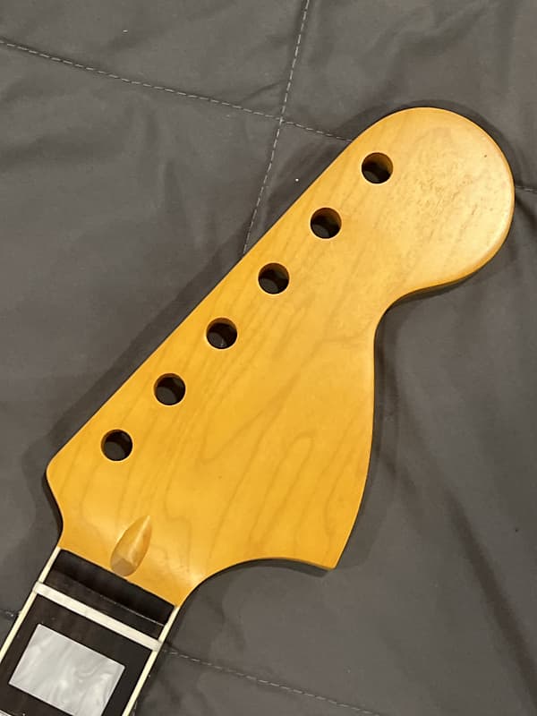 Guitar neck, fits Strat, 9.5 radius, Block inlays, binding, | Reverb