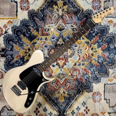 Aria Pro II Jet B'Tone Baritone Electric Guitar - Vintage White - Translucent Finish for sale