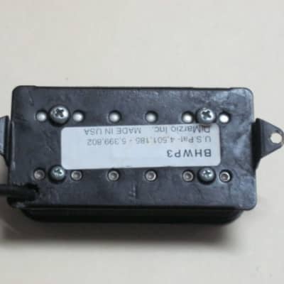 used (less than lite average wear) genuine DiMarzio BHWP3 BRIDGE  (F-spaced) pickup [which is an OEM-supplied DiMarzio "Drop Sonic" (D-Sonic)], early to mid 2000s, BLACK (+ screws) 11.45k, from early JP6, wire needs to be lengthened image 18