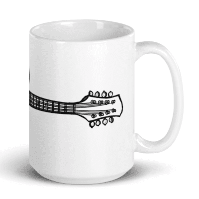 Bellavance Ink 15 Oz Coffee Mug With F-Style Mandolin Pen And Ink Drawing White image 3