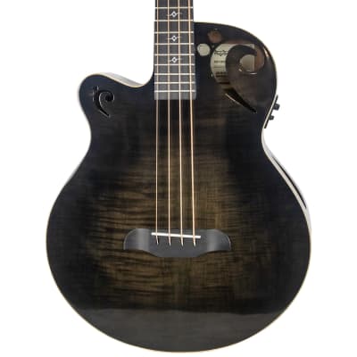 Sawtooth Rudy Sarzo Signature Left-Handed Transparent Black Flame Acoustic-Electric Bass Guitar 2023 for sale