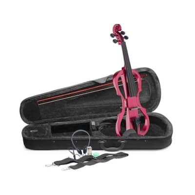 Stagg EVN X-4/4 MRD 4/4 Electric Violin Set w/Soft Case, Straps, Bow, Rosin, Headphones & 9V Battery image 3