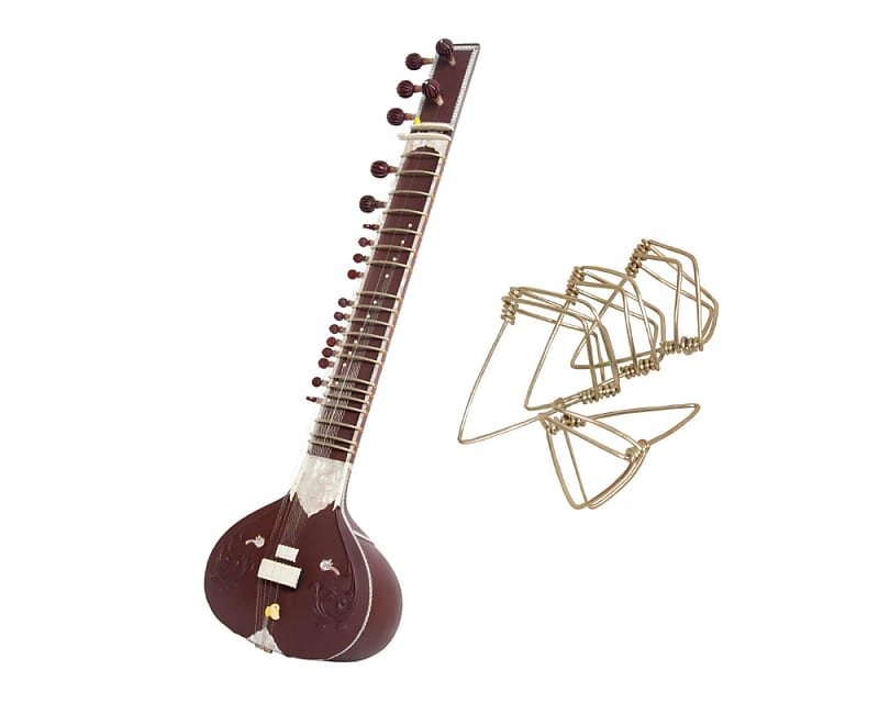 Indian Sitar Package Includes: Burgundy Red Sitar Indian Full Size W/ Case Cd Or Book & Extras +Mizr image 1