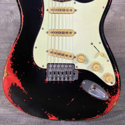Custom Build Stratocaster 1960-1973 USED Black Over Candy Apple Red image 2