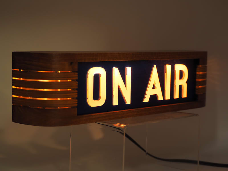 ON AIR studio light sign. Media broadcasting warning sign. Live board  production record attention.