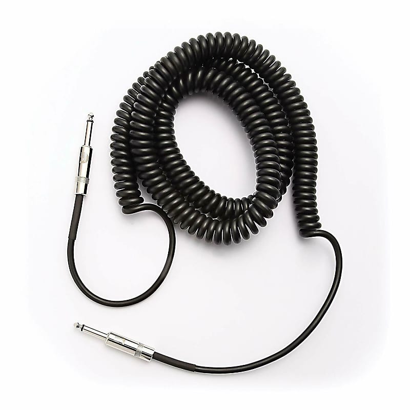 D'Addario PW-CDG-30BK Custom Series Coiled Guitar Cable/Lead, Str-Str 30ft image 1