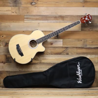 Washburn AB5 Acoustic-Electric Bass Guitar in Natural w/ Gig Bag image 1
