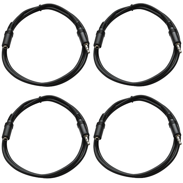 Seismic Audio SA-iMF3-4PACK 1/8" TRS Male to Female Extender Patch Cables - 3' (4-Pack) image 1