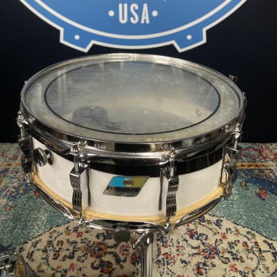 Ludwig 14x5" Vistalite, Blue and Olive Badge, Snare Drum 1970s - Black / White 2 Band Swirl image 3