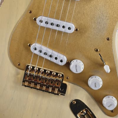 2022 Fender Custom Shop Limited Edition 55 Bone-Tone Strat in Aged Honey Blonde image 2
