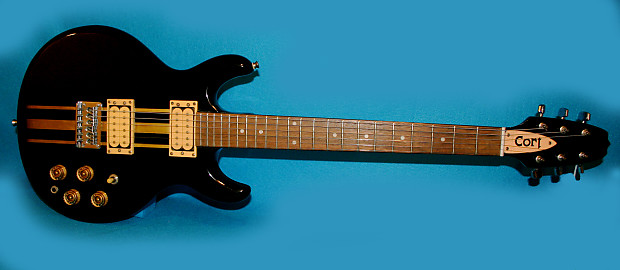 Vintage Cort Electric Guitar Double Cutaway circa 1970 s Black