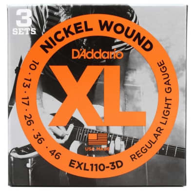 D'Addario EXL110-3D Nickel Wound Electric Strings - .010-.046 Regular Light 3-Pack for sale