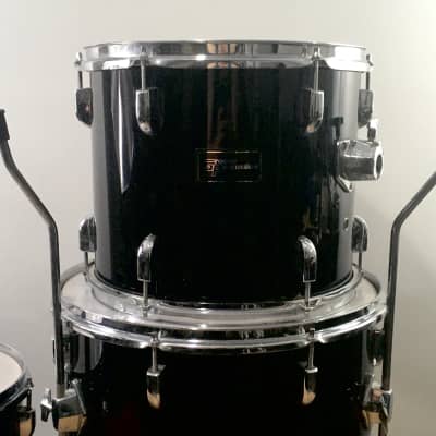 3 Vintage 1990s Groove Percussion Black Power Toms 12/13/16 Acoustic Drums 16x16 Floor Tom + Legs image 6