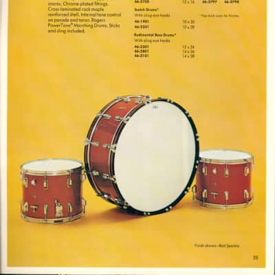 Rogers Powertone Marching Snare Drum 1968-70 Red Sparkle image 13