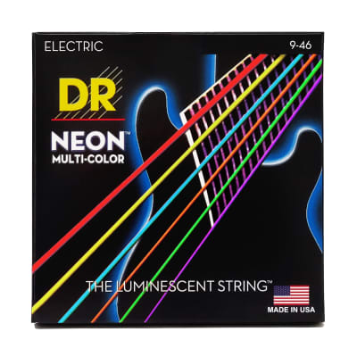 DR Strings Hi-Def Neon Multi-Color Colored Electric Guitar Strings: Light To Medium 9-46 image 2