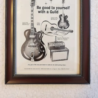 1962 Guild Guitars Promotional Ad Framed Stuart X-500 Stratford A-350 Classic Mark III 99-U Original for sale