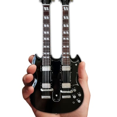 Slash's 1966 Gibson EDS-1275 Black Doubleneck - Aged Mini Guitar Replica Model image 6