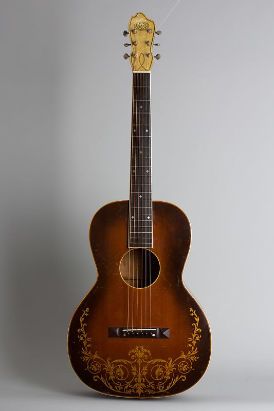 Oahu Jumbo  previously owned by Marc Ribot Flat Top Acoustic Guitar, made by Kay (1935), black hard shell case. image 1