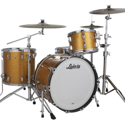 Ludwig Classic Maple Gold Sparkle Fab 14x22_9x13_16x16 Drums Shell Pack Made in the USA Authorized Dealer image 1