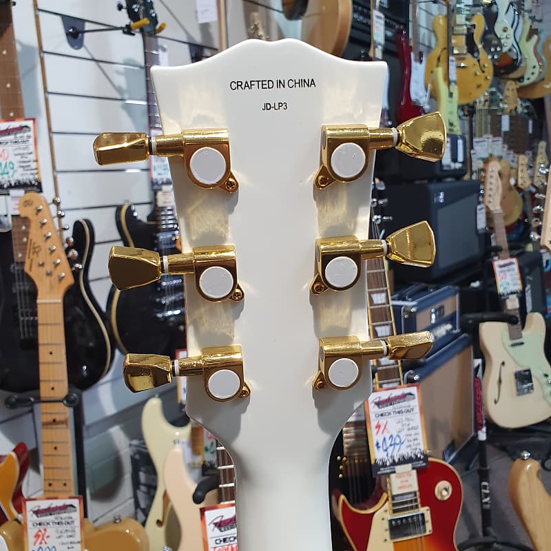 J&D Luthiers 'LP' Custom Style Electric Guitar in White with