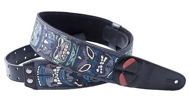 RightOn Mojo Tiki Blue Premium Guitar Strap