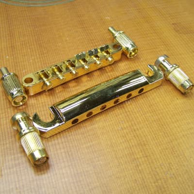 Unknown Tune-O-Matic bridge for electric guitar with stop bar/tailpiece early 2000s? - Gold for sale
