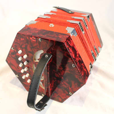NEW Red Pearl Italian Anglo Concertina GC 20 Button image 2