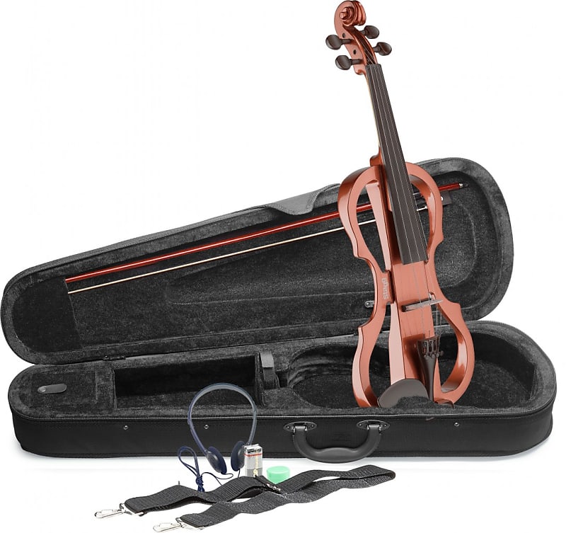 Stagg 4/4 Electric Violin Set, Violinburst Colour, Soft Case & Headphones image 1