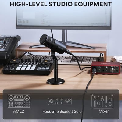 XLR Podcast Microphone, Cardioid Studio Dynamic Mic for Vocal Recording, Streaming, Voice-Over, Voice Isolation Technology, Metal Mic, Works for Audio Interface, Mixer, Sound Card-PD100 image 3