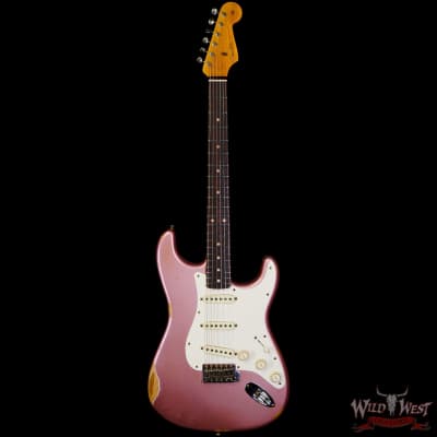 Fender Custom Shop 1959 Stratocaster AAA Rosewood Board Relic Faded Aged Burgundy Mist Metallic image 3
