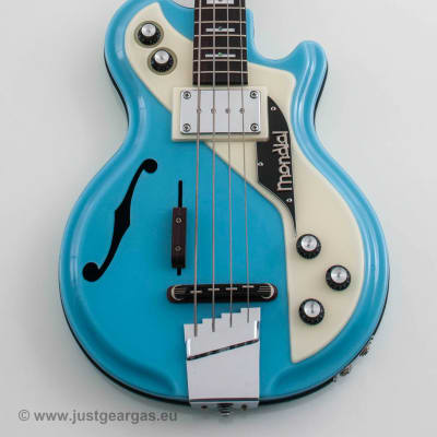 Italia Mondial Classic Bass, Italia blue, semi-hollow, Piezo Bridge , Resoglass top, made in Korea image 3