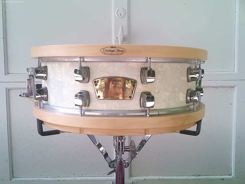 Yamaha John Robinson Signature Snare Drum 2005 White Marine Pearl 5X15  VIDEO!