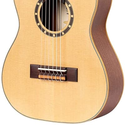 Ortega Guitars 6 String Family Series 1/4 Size Left-Handed Nylon Classical Guitar w/Bag, Spruce Top-Natural-Satin, (R121-1/4-L) image 1