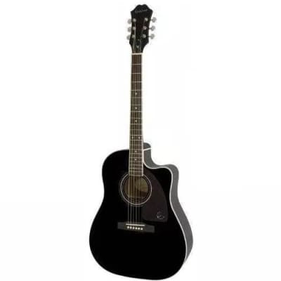 Epiphone AJ-220SCE Solid Spruce Top Acoustic Electric Guitar w/Cutaway - Ebony for sale