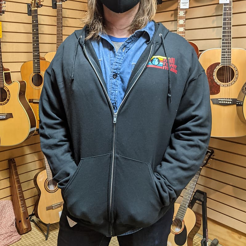 Mill River Music Zip Hoodie 1st Edition Main Logo Unisex Black 3XL