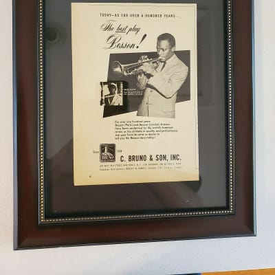 1957 Besson Horns Promotional Ad Framed Miles Davis Besson Trumpet Original for sale