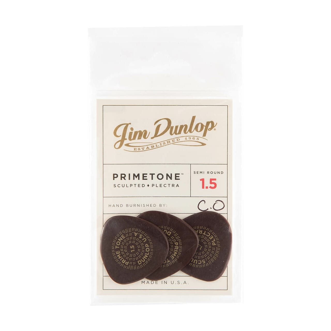 Dunlop 515P150 Primetone Semi-Round Smooth Pick 1.5mm (3-Pack)