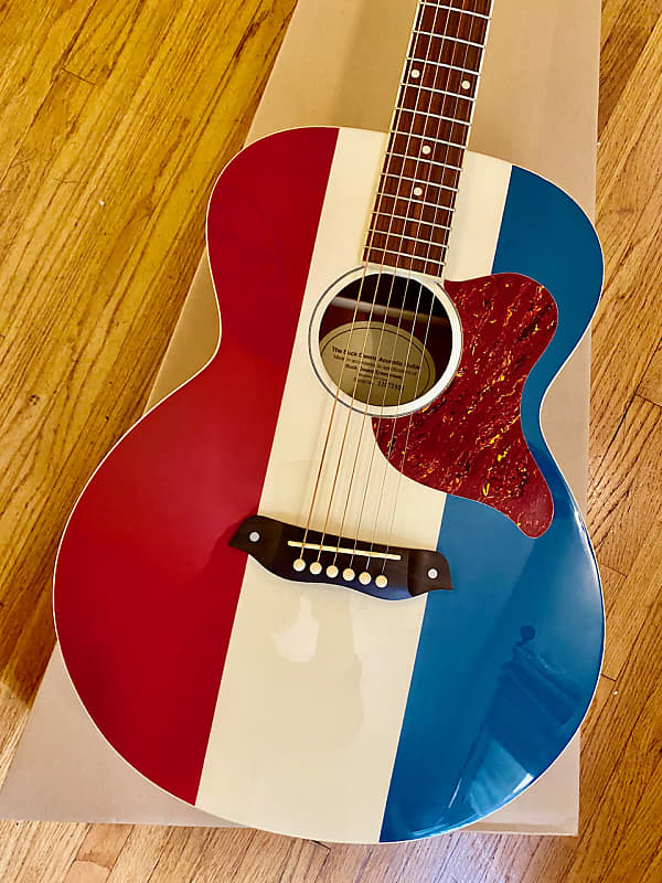 Vintage Buck Owens Acoustic Guitar Red, White+Blue By Fender Americana New In Box, Old Stock Harmony image 1