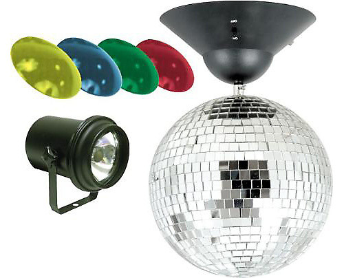 American DJ Disco Ball MB 8 COMBO 8" Mirror Ball W/ Pinspot & RGBY Lenses image 1