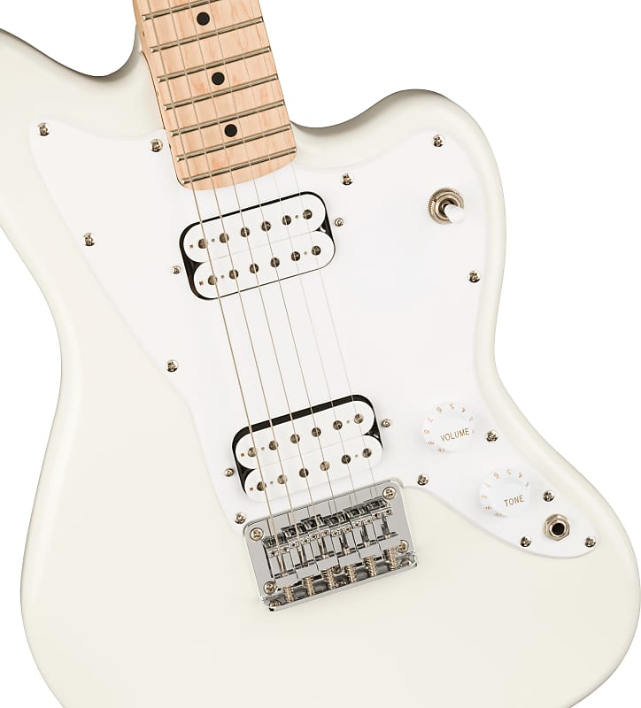 Squier Mini Jazzmaster® HH, Maple Fingerboard, Olympic White | Reverb